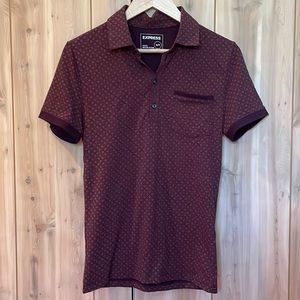 Express Men’s Maroon Moisturize Wicking Patterned Polo